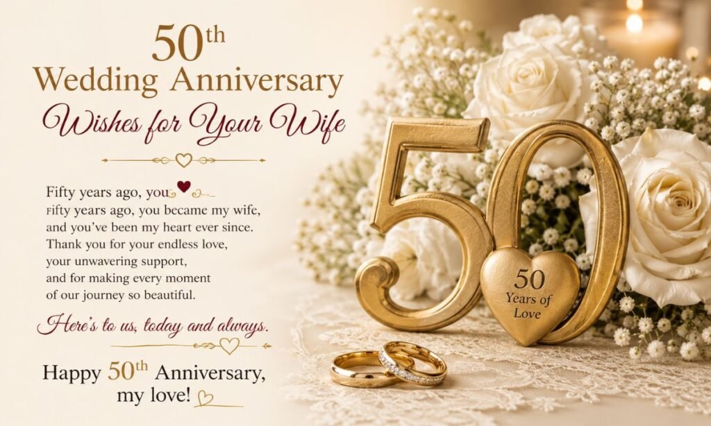 300+ Loving 50th Anniversary Wishes for Joy and Togetherness 2 50th Wedding Anniversary Wishes for Your Wife